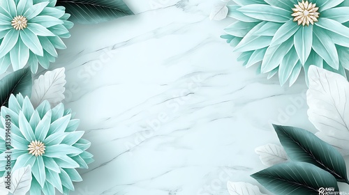 Soft Mint Green Floral Background with Abstract Leaves and Petals for Elegant Designs and Decorations