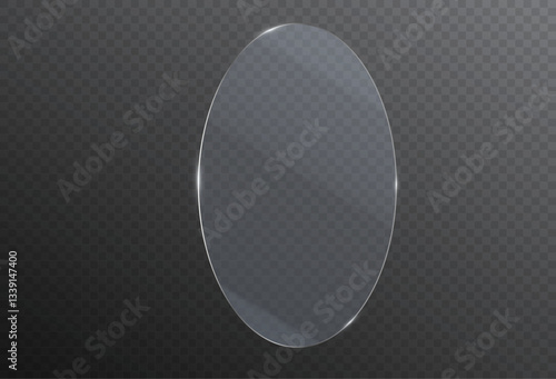 Glass plate on transparent background. Realistic screen glass, window mockup, clear glass showcase, glossy plastic glare frame, acrylic with glares and light, clear rectangular plate, plexiglas, 3d.