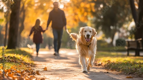A family walking their golden retriever in a beautiful park --ar 16:9 --v 6.1 Job ID: bf5bc904-bfb7-4581-aca4-33374c8e26ac