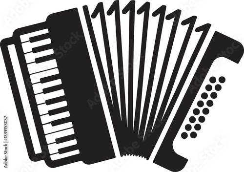 accordion musical instrument icon vector illustration design  black and white
