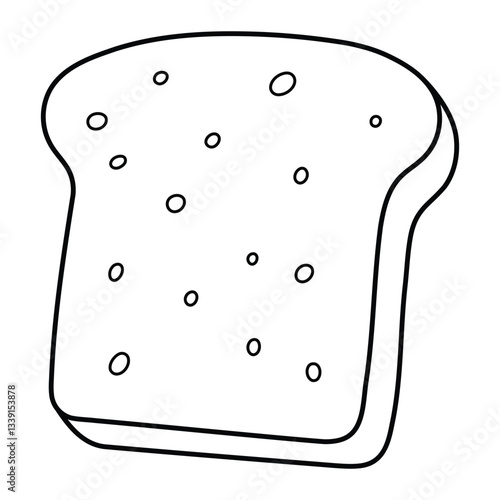 Toasted bread slice vector illustration. Hand-drawn breakfast toast icon in doodle style. Black line art isolated on white background.