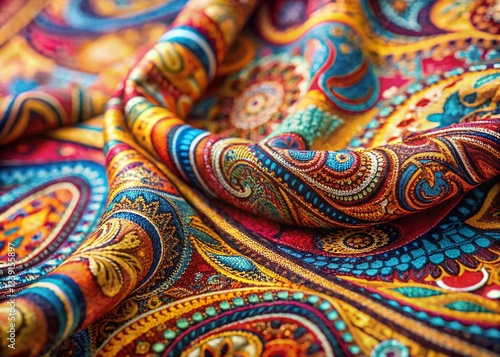 Abstract Paisley Print on Textured Background - Stylish Fabric Design