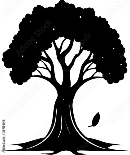 Tree illustration black and white vector