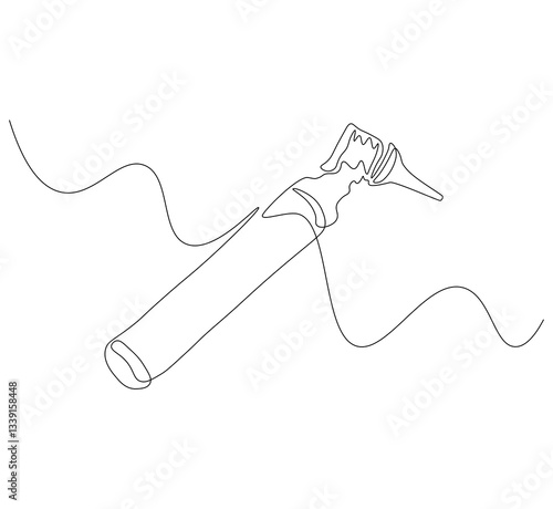 Otoscope continuous line. Continuous one line drawing of otoscope tool. Medical equipment concept. single line drawing