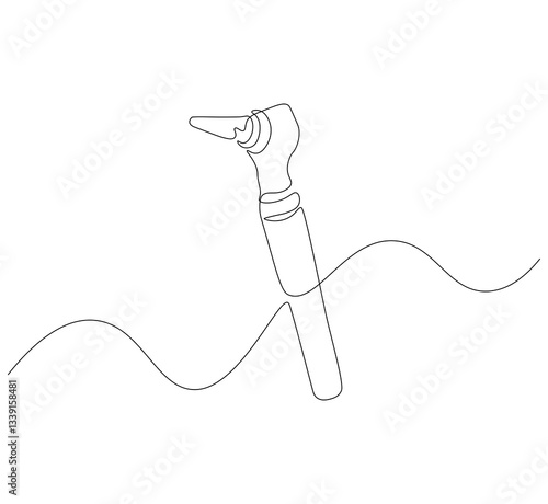 Otoscope continuous line. Continuous one line drawing of otoscope tool. Medical equipment concept. single line drawing