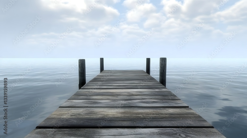 Obraz premium Wooden Pier on Tranquil Lake