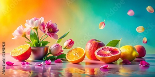 Abstract Minimalist Fruit Flower Texture Backdrop: Elegant Nature Design