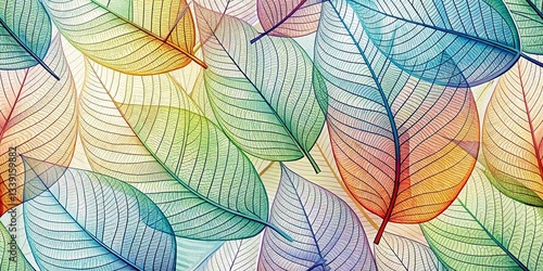 Abstract Minimalist Leaf Line Art Pattern Design - High Depth of Field Stock Photo