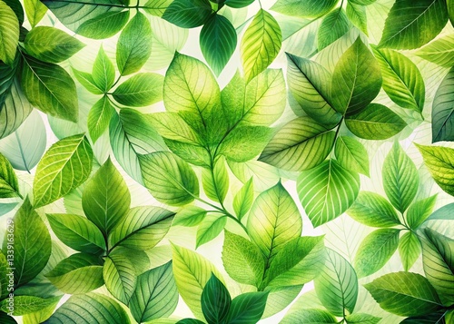 Abstract Green Leaf Double Exposure Background, Nature Pattern Texture for Design