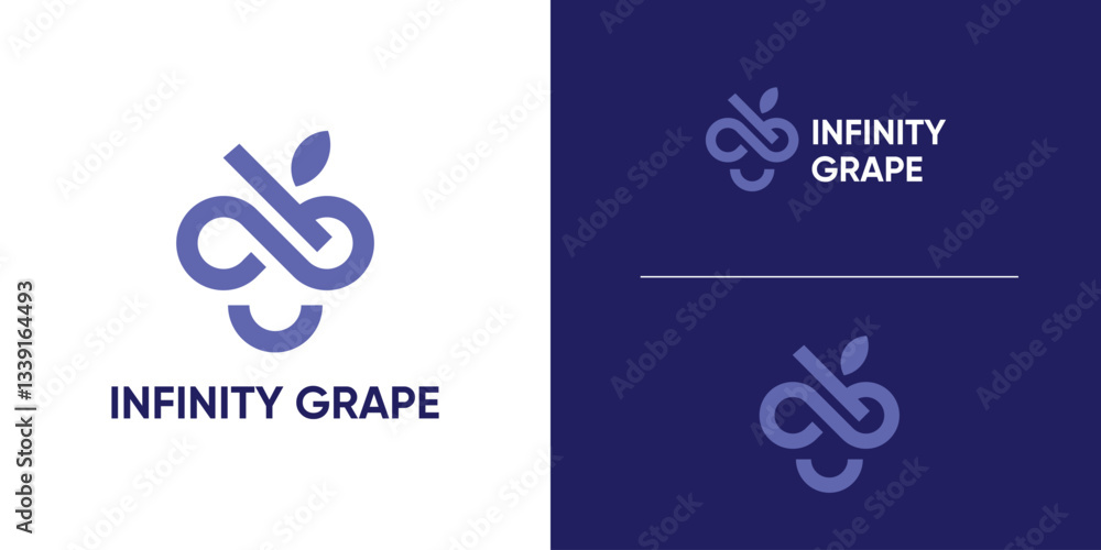 Obraz premium combination logo of wine and infinity, connection, fresh drink logo fruit, symbol, icon, creative idea.