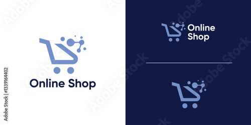 logo design combination trolley and connection, logo for online shop symbol, icon, idea, creativity
