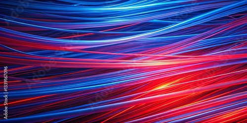 Abstract Futuristic Landscape: Dynamic Red and Blue Lines