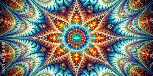 Abstract Fractal Burst Background: Intricate Geometric Patterns in Vibrant Hues