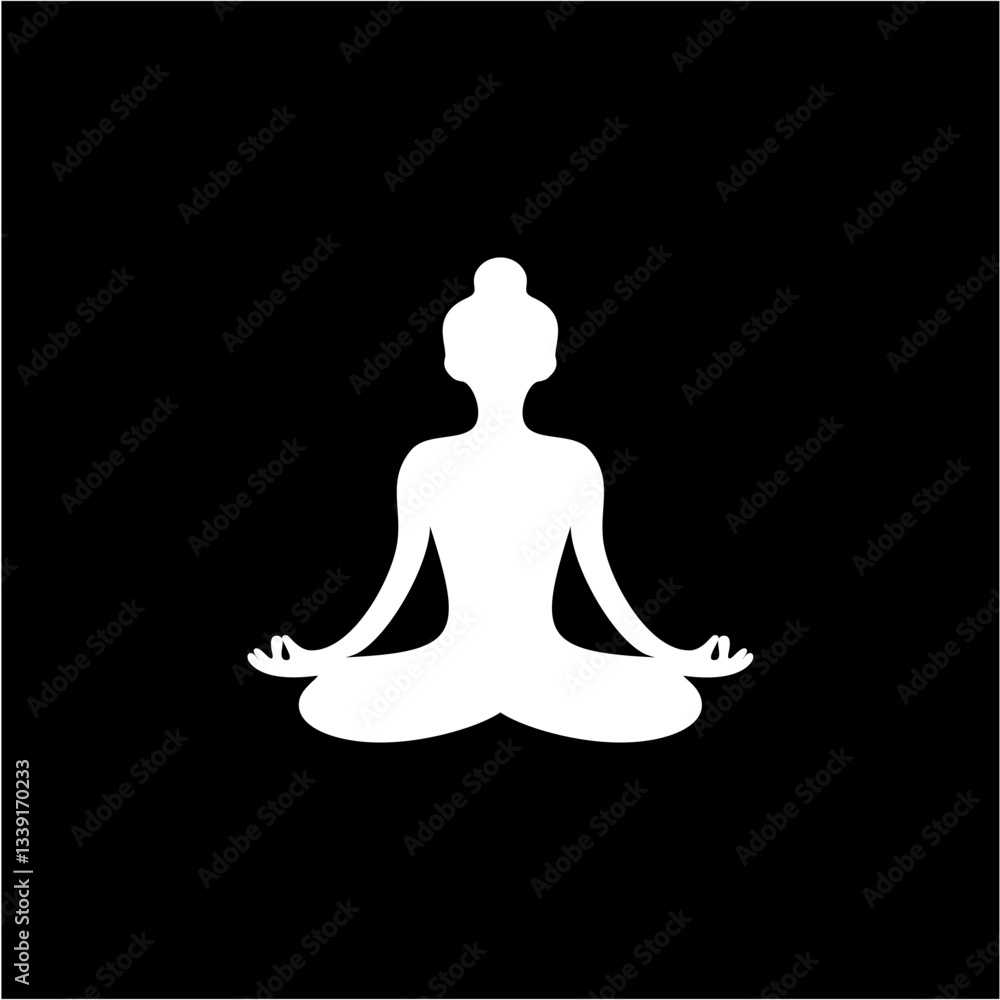 Silhouette Of Person In Meditation Pose Silhouette Of Person In Meditation Pose