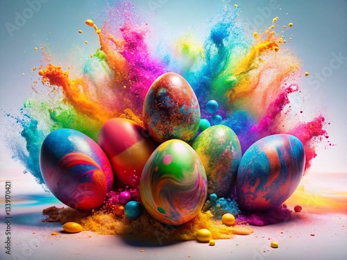 Abstract Easter Egg Spray Paint Art: Surreal Festive Design