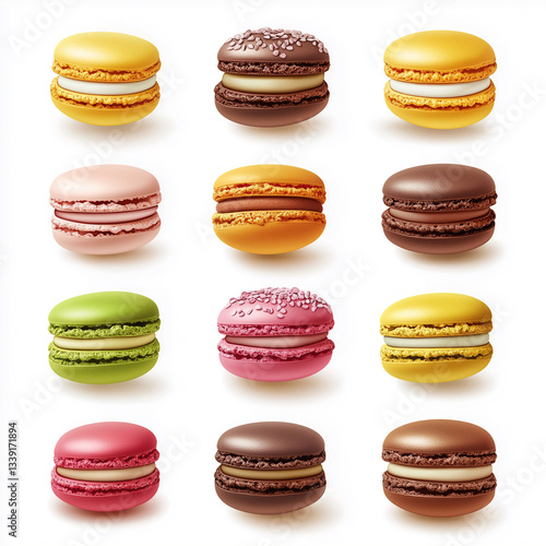 Wallpaper Mural colorful macarons, Isolated on white Background. Torontodigital.ca