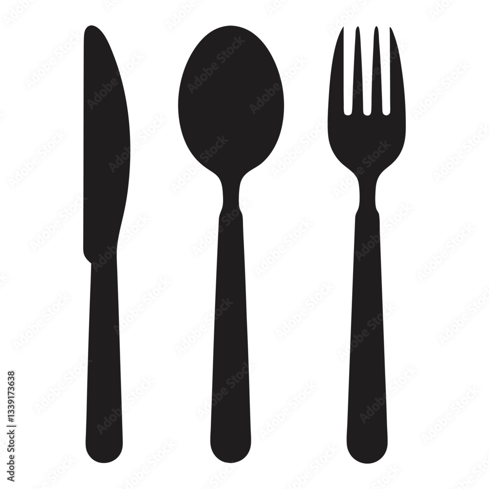 contours of the cutlery spoon knife fork vector contours of the cutlery spoon knife fork vector