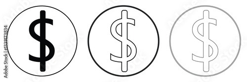American dollar currency or dollar symbol flat icon for apps and websites .Vector Illustration . 