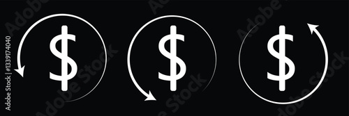 American dollar currency or dollar symbol flat icon for apps and websites .Vector Illustration . 