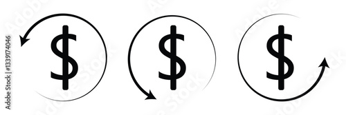 American dollar currency or dollar symbol flat icon for apps and websites .Vector Illustration . 