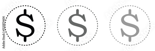 American dollar currency or dollar symbol flat icon for apps and websites .Vector Illustration . 
