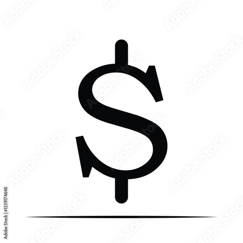 American dollar currency or dollar symbol flat icon for apps and websites .Vector Illustration . 