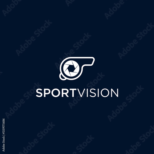 Sport Vision Logo: White Whistle Icon on Dark Blue Background
