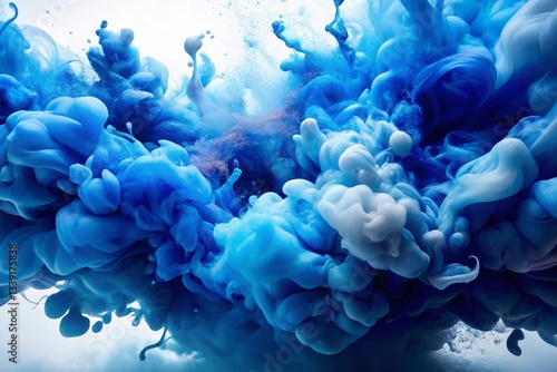 Abstract Blue Watercolor Texture: Dark & Light Ink Blot Artistic Background