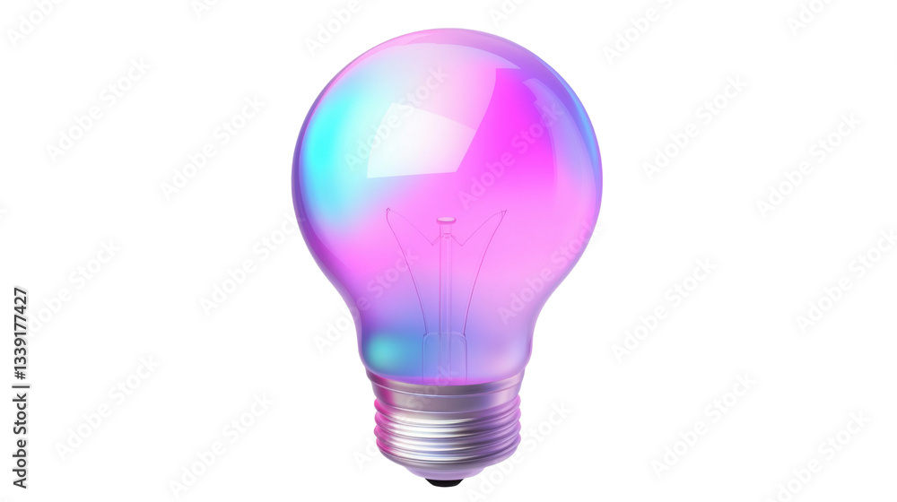 Purple blue gradient light bulb holographic on white background Purple blue gradient light bulb holographic on white background