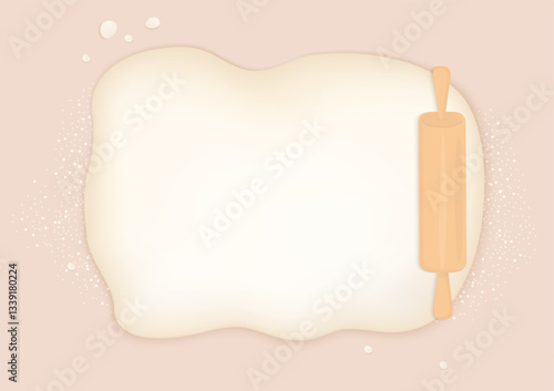 Bread dough and rolling pin background