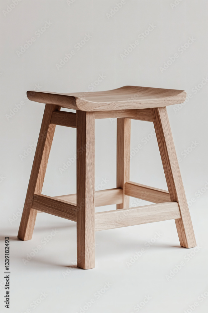 Wooden Stool: Minimalist design and light wood. Wooden Stool: Minimalist design and light wood.