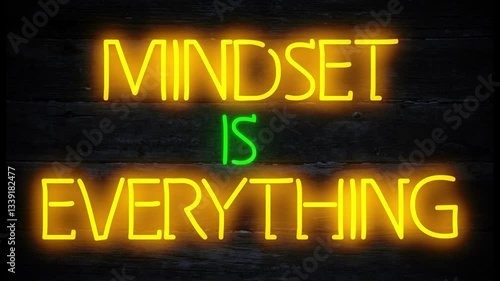 mindset is everything motivational business quote neon effect sign
