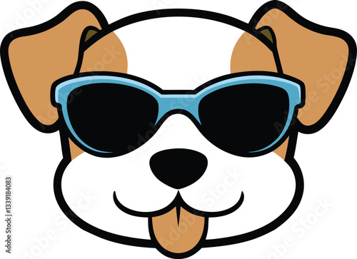 Dog with a happy expression and sunglasses