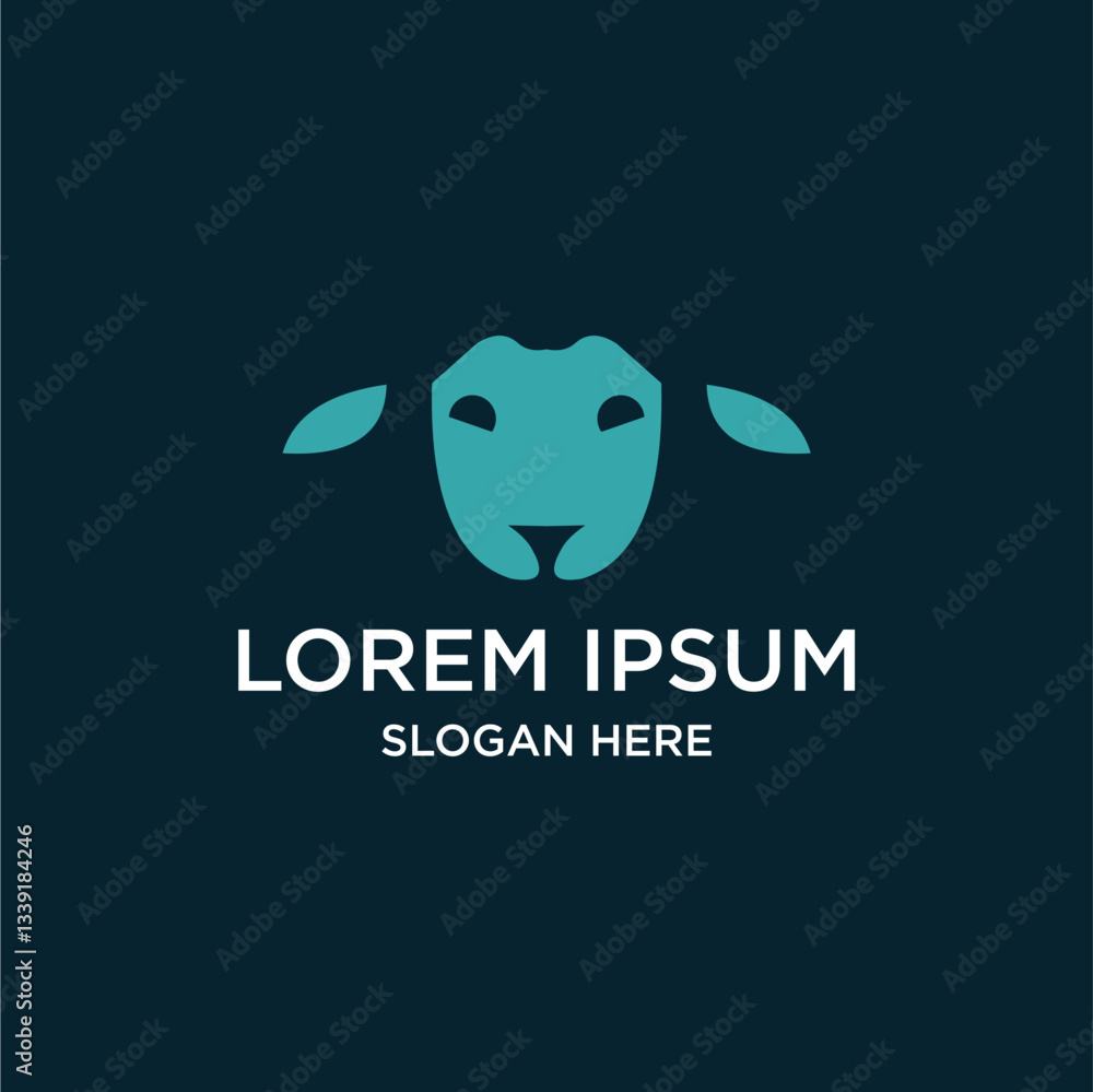 Teal Sheep Logo Design On Dark Background Teal Sheep Logo Design On Dark Background