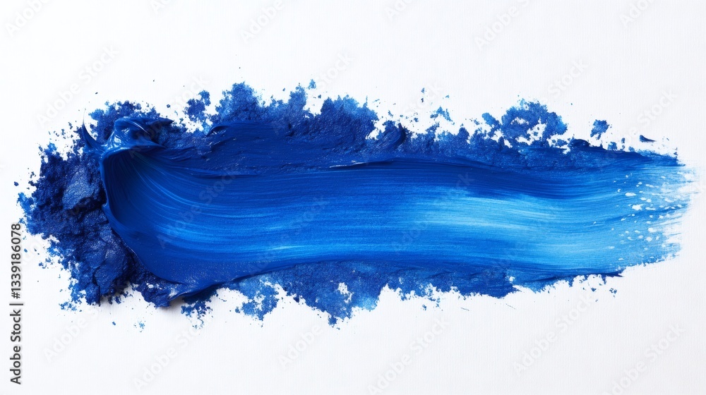 Obraz premium Vivid blue paint stroke creating dynamic texture on white canvas
