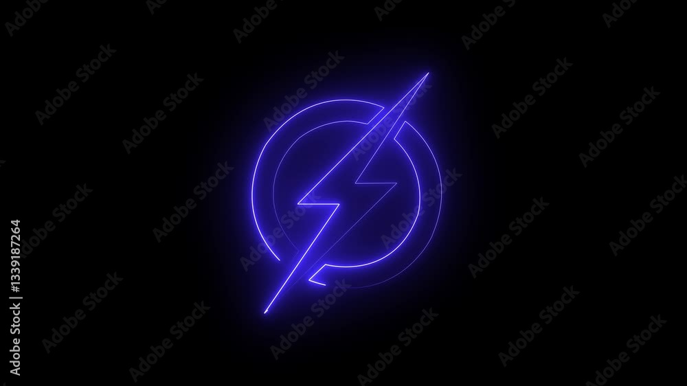 Neon glowing battery charging icon animation with neon circle. Neon Battery charging power symbol, lightning bolt sign. Charging icon animation Neon glowing battery charging icon animation with neon circle. Neon Battery charging power symbol, lightning bolt sign. Charging icon animation