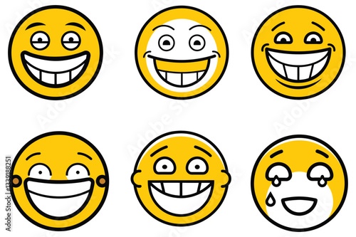 outline grinning face emoji vector illustration
