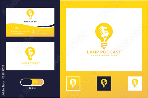 Yellow And Dark Blue Pixel Art Lightbulb Podcast Logo Branding Design