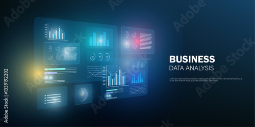  digital background showing business data dashboard analytics,  financial report