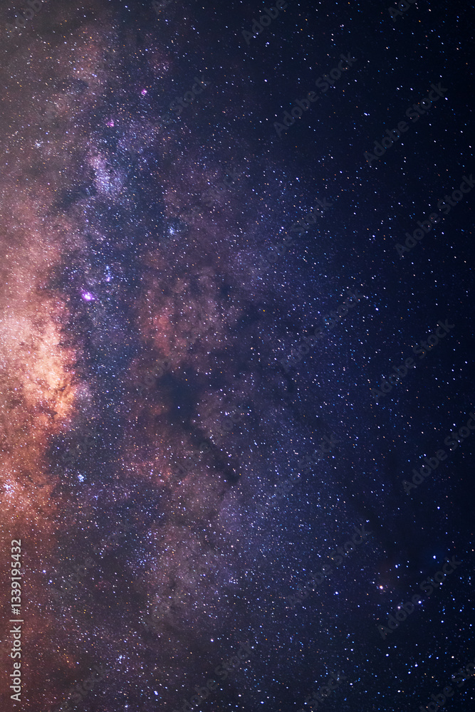 Night sky space background, Starry universe in dark blue sky, Milky way galaxy with stardust field in deep universe