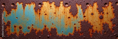 Intricate rusted metal surface, seamless pattern, grunge background, aged, industrial background