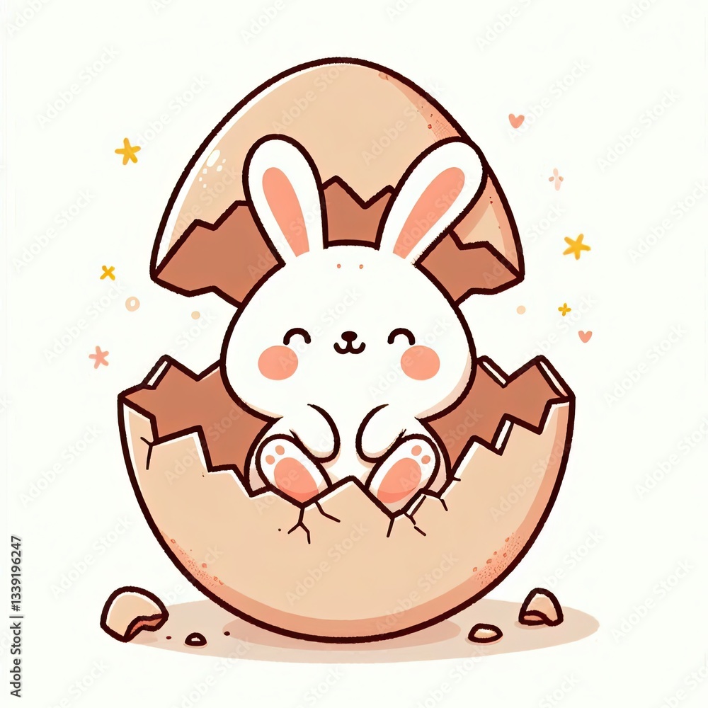 Obraz premium Happy Bunny in Cracked Egg