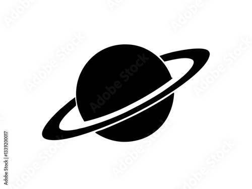 Saturn Silhouette, Planet Clipart,stronomy Planet with ring 