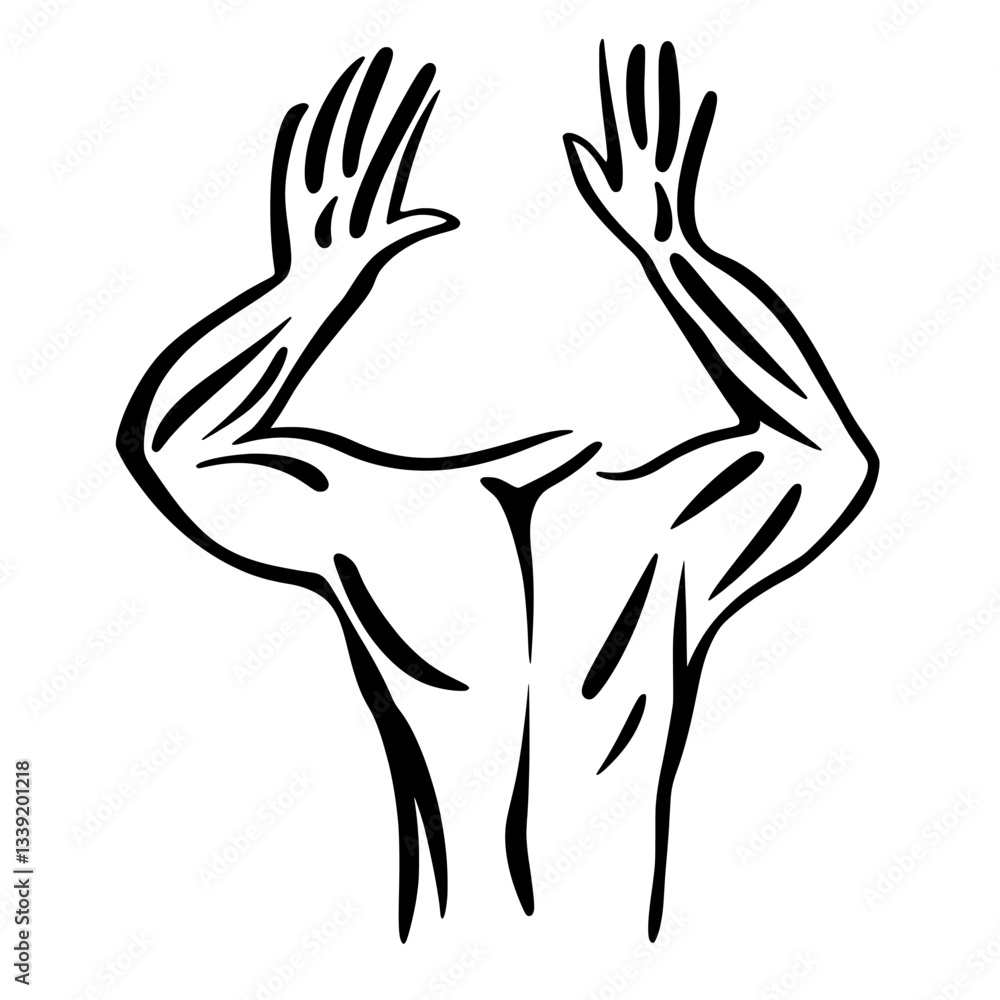 Obraz premium Trendy line art drawing featuring a minimalist silhouette of a naked man in modern Scandinavian design, created with one line illustration and minimalistic black lines in modern EPS