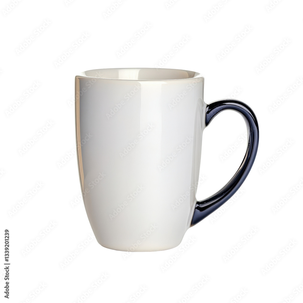 Minimalist coffee cups style. Plain white coffee mug with a clear handle on a black background. Minimalist coffee cups style. Plain white coffee mug with a clear handle on a black background.