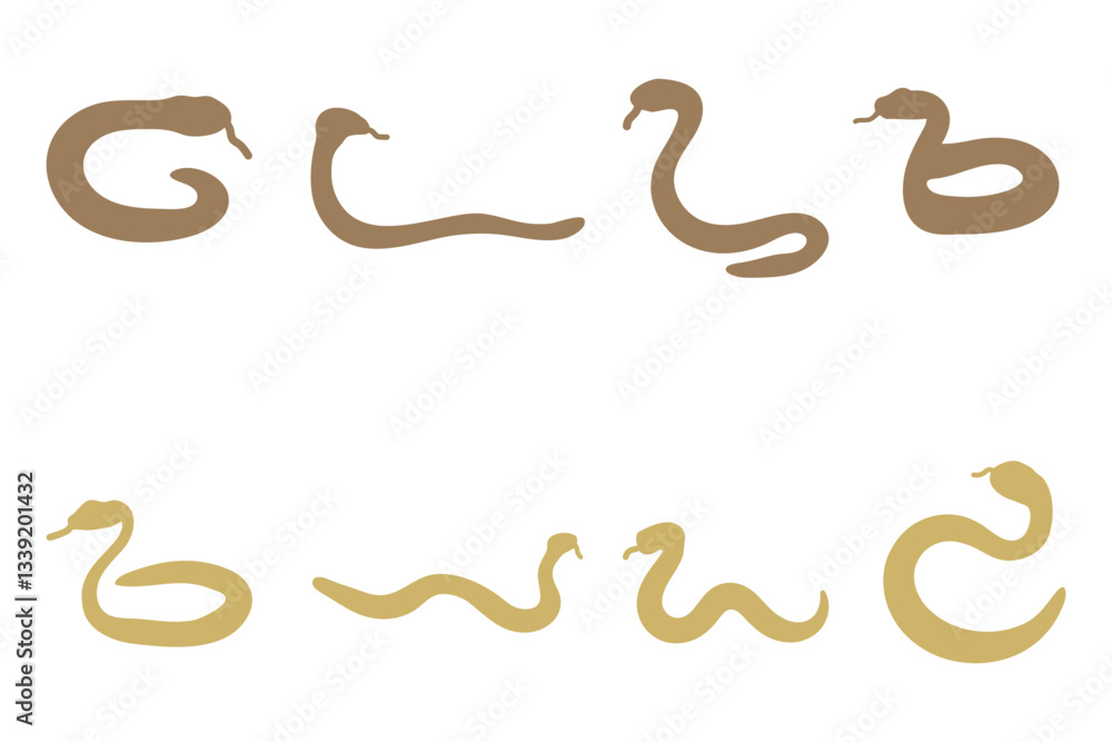 Obraz premium Garter Snake Silhouette Icon Set