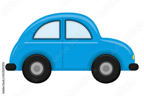 Cute blue cartoon car illustration.