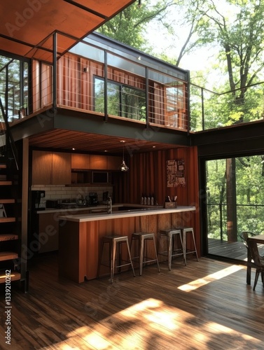 Wallpaper Mural Modern Treetop Container Home Kitchen. Torontodigital.ca