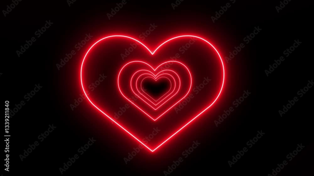 Neon light heart glowing animation video. Beautiful Abstract Hearts Tunnel with Light Lines Moving Fast. Different Colors Rainbow animation. Seamless tunnel VJ Loop Motion Background. Neon light heart glowing animation video. Beautiful Abstract Hearts Tunnel with Light Lines Moving Fast. Different Colors Rainbow animation. Seamless tunnel VJ Loop Motion Background.