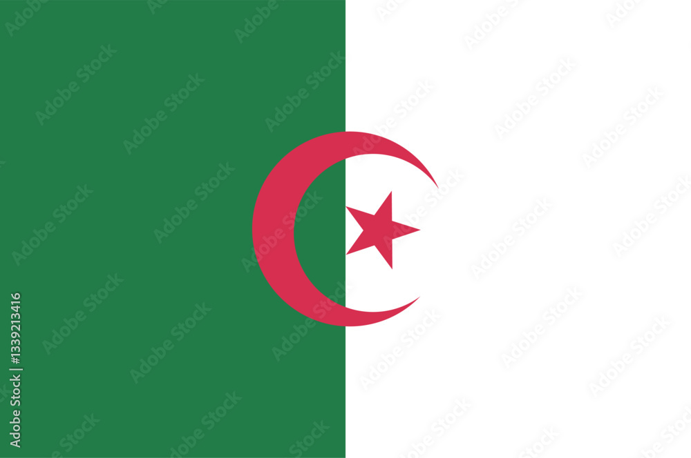 National flag of Algeria vector image National flag of Algeria vector image